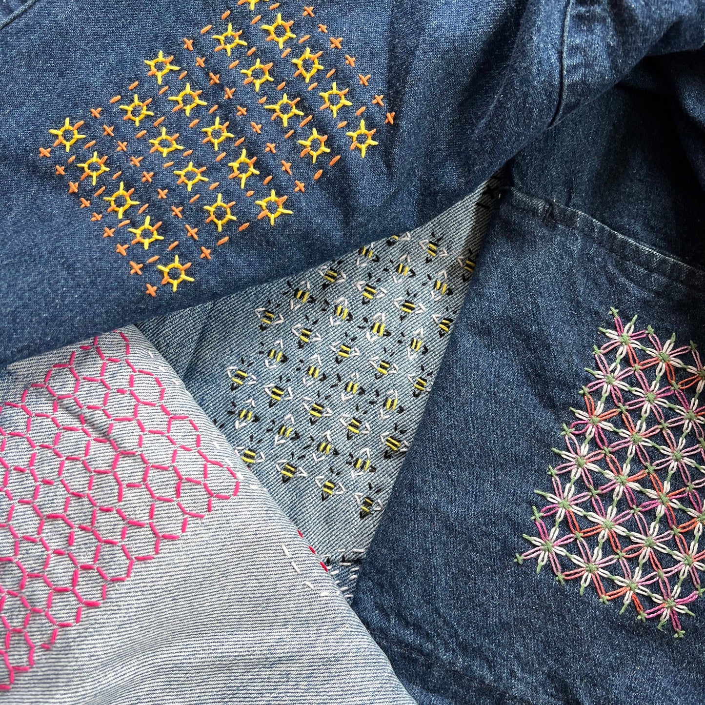 Sashiko Mending Patterns Gold Set #7