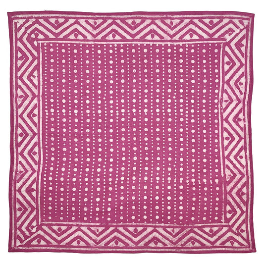 Fuchsia Pink Dots and Chevron Block Printed Bandana