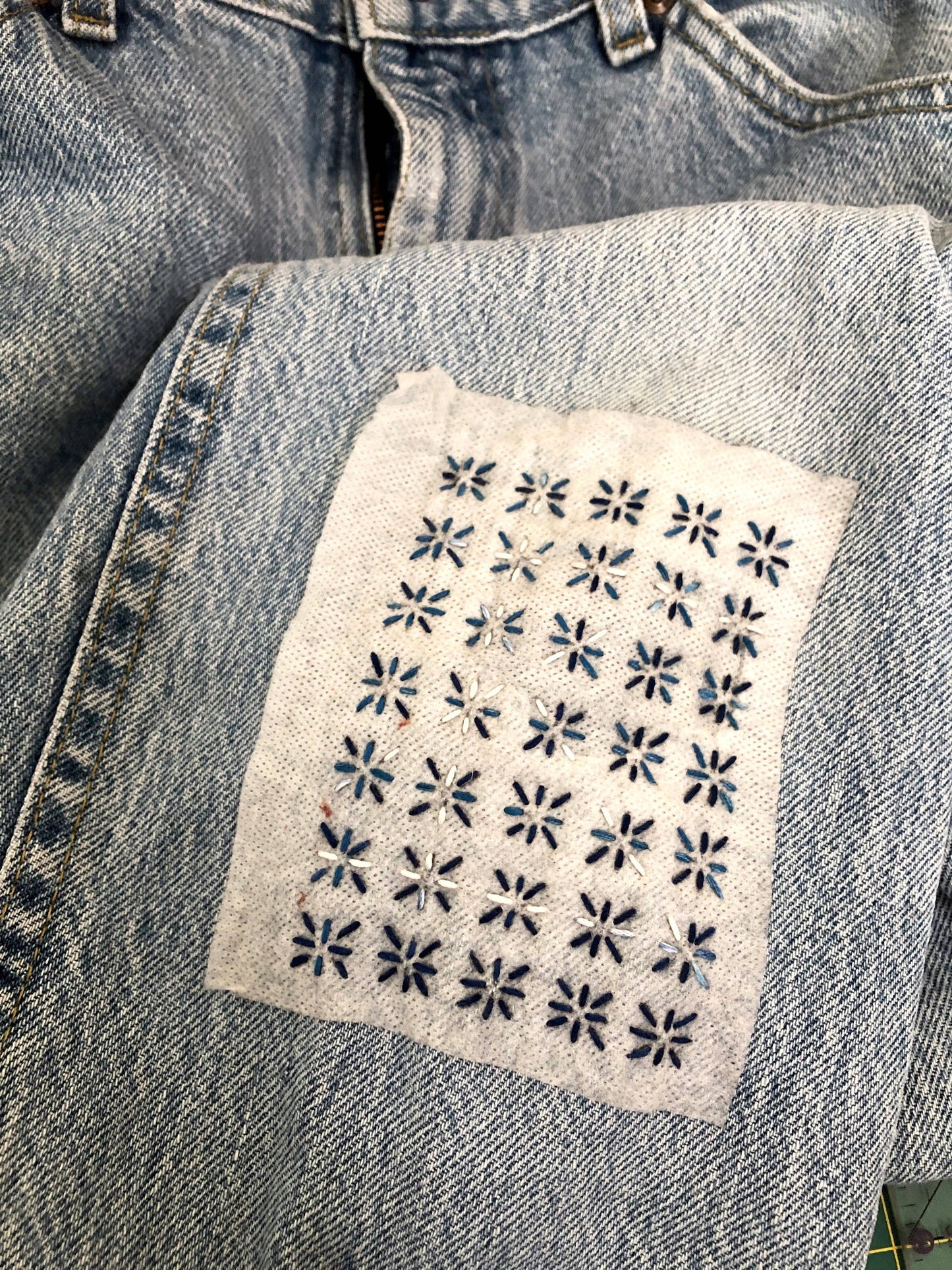 Sashiko Mending Patterns #1 Blue