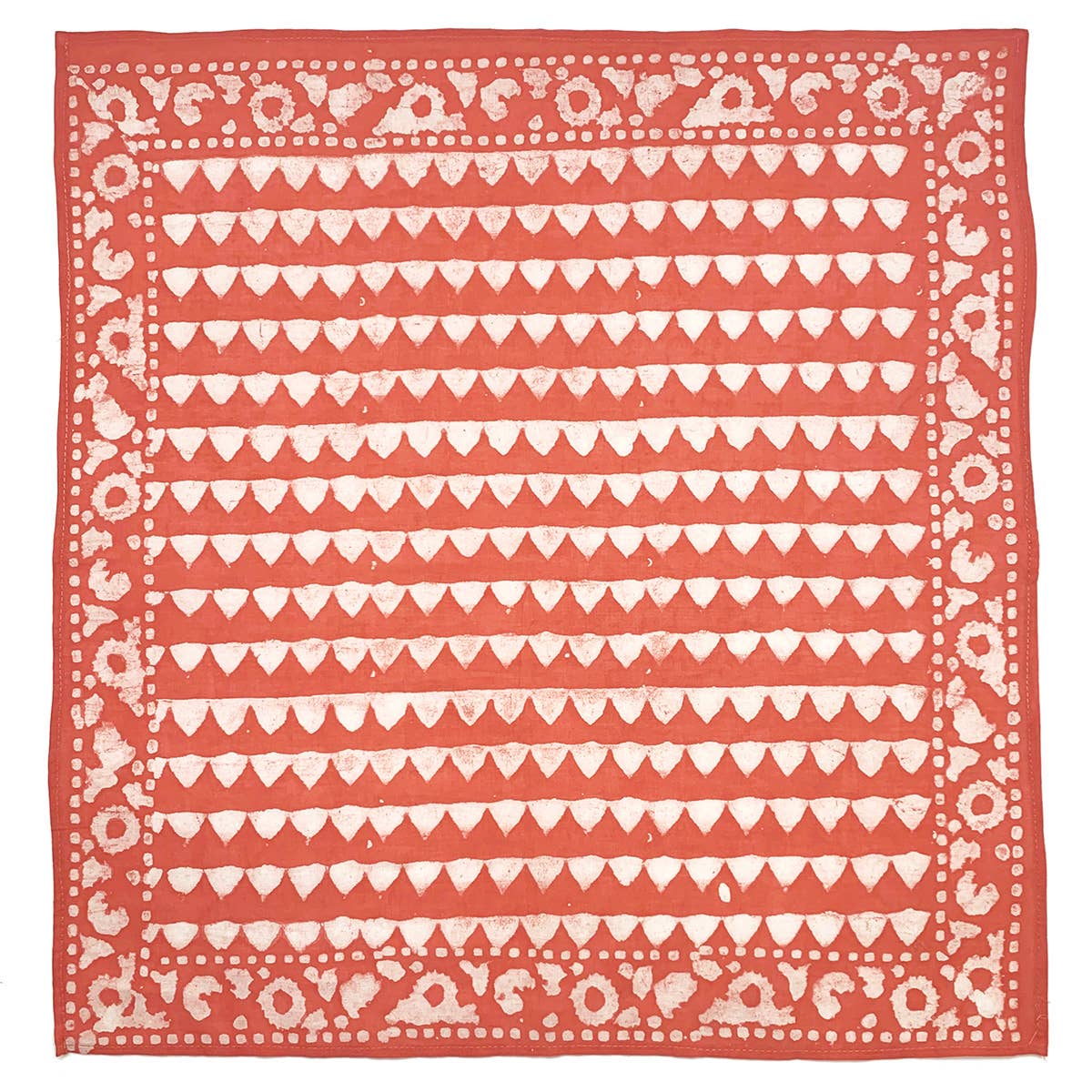 Red Orange Triangles Block Printed Bandana