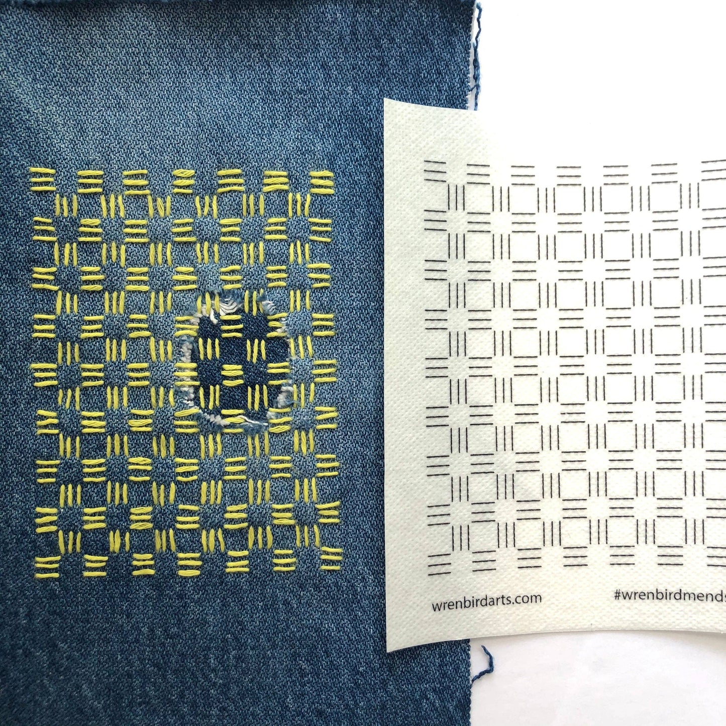 Sashiko Mending Transfers #4 Green Patterns