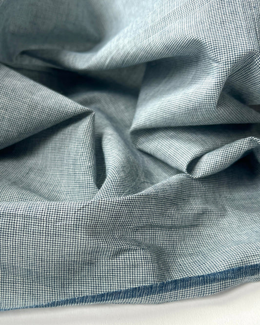 natural and indigo woven check